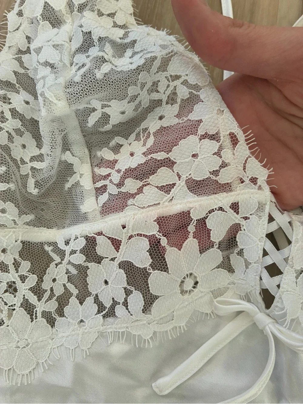 Victoria's Secret White Satin & Lace Chemise